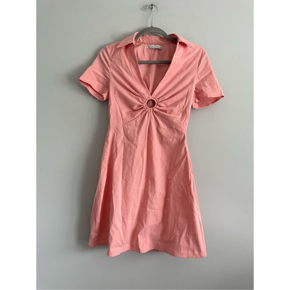 abercrombie & fitch O ring front collard short sleeve mini dress cottagecore S